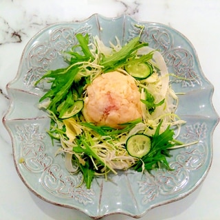 明太子とクリチのポテサラ＆水菜グリーンサラダ